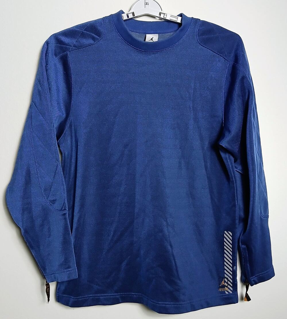 Jordan Mens Medium Blue Dri Fit Training Athletic Pullover Crew Sweatshirt